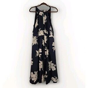 Boden Icons Agnes Dress Navy Floral Halter Midi Keyhole Size US 12 UK 16 Silk
